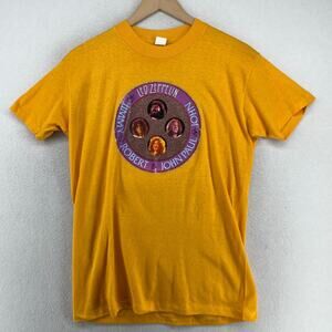 LED ZEPPELIN Shirt Mens XL 70s Physical Graffiti Zoso Single Stitch Yellow VTG